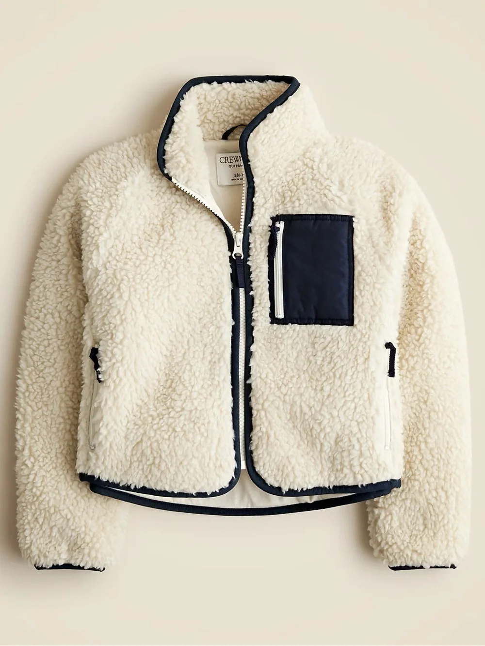 Crewcuts Cream Ivory Sherpa Fall Soft Cozy Zip Up Fleece Jacket XL 12 13